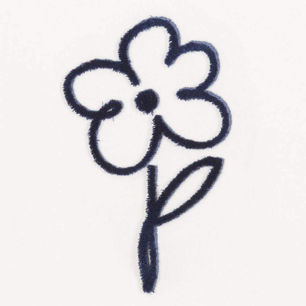 Mayoral-Girls Ivory Cotton Top with Blue Flower | Childrensalon