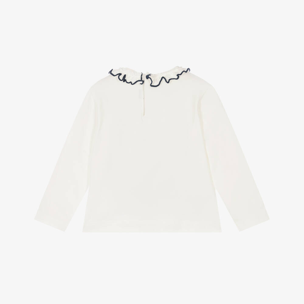 Mayoral-Girls Ivory Cotton Top with Dog Appliqué | Childrensalon
