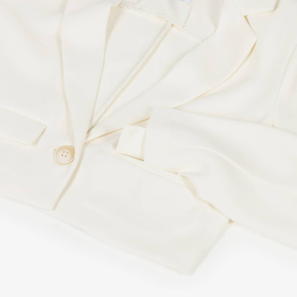 Mayoral-Girls Ivory Crêpe Cropped Blazer | Childrensalon