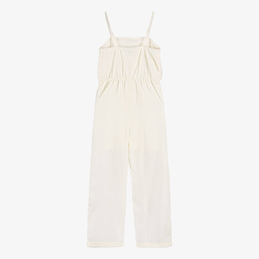 Mayoral-Girls Ivory Crinkle Crêpe Jumpsuit | Childrensalon