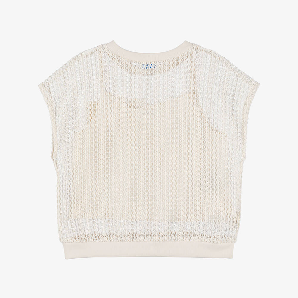 Mayoral-Girls Ivory Crochet Knit 2-in-1 Top | Childrensalon