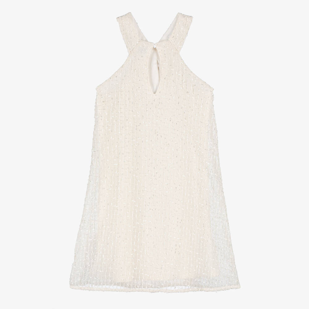 Mayoral-Girls Ivory Embroidered Chiffon Dress | Childrensalon