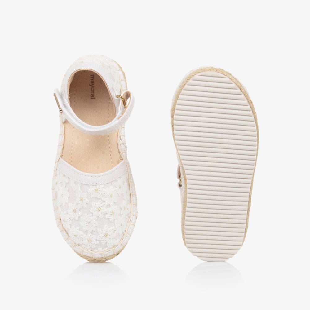 Mayoral-Girls Ivory Embroidered Espadrilles | Childrensalon