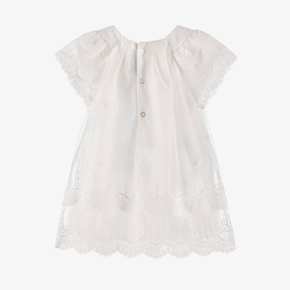 Mayoral-Girls Ivory Embroidered Tulle Dress | Childrensalon