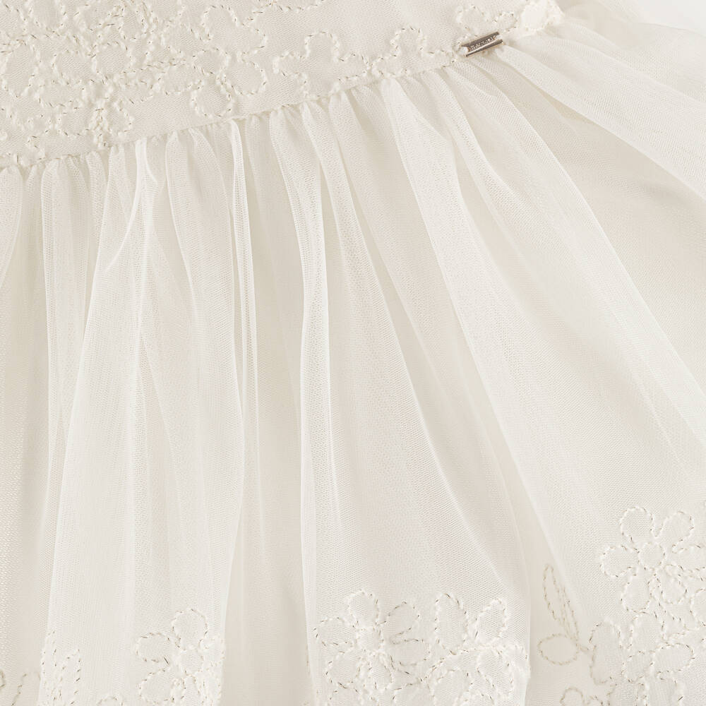 Mayoral-Girls Ivory Embroidered Tulle Dress & Headband Set | Childrensalon