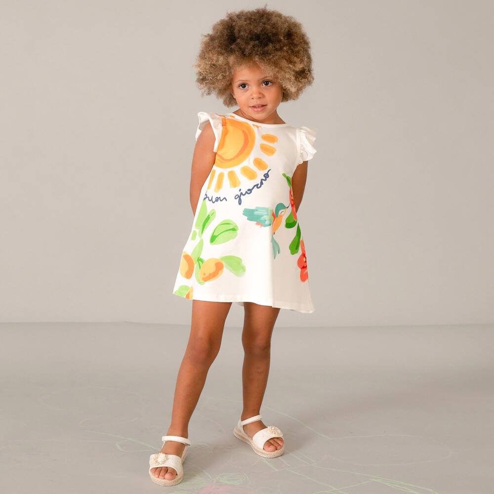 Mayoral-Girls Ivory Espadrille Sandals with Flower Appliqués | Childrensalon