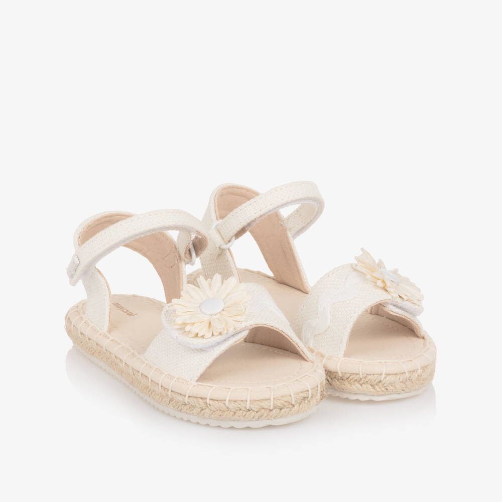 Mayoral-صندل إسبادريل مزين بورود لون عاجي للبنات | Childrensalon