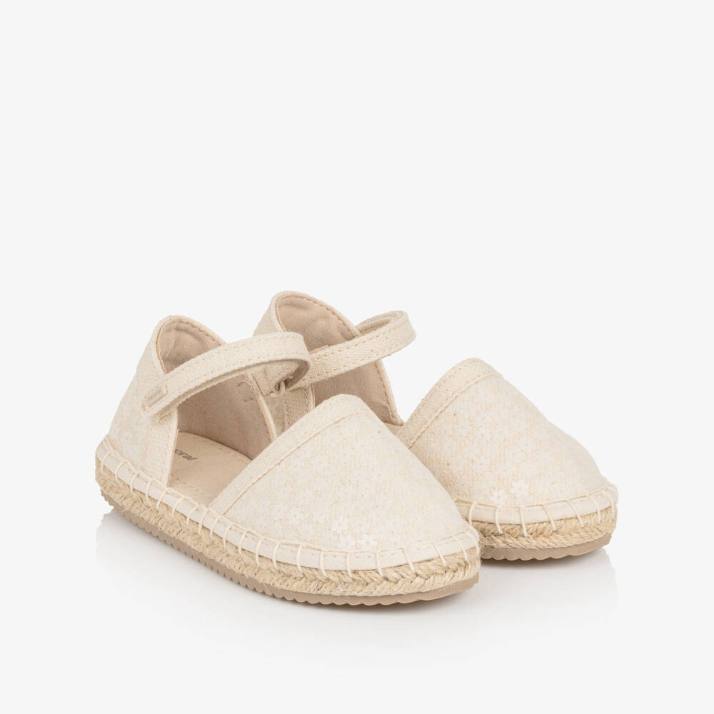 Mayoral-Girls Ivory Flower Sequin Espadrilles | Childrensalon