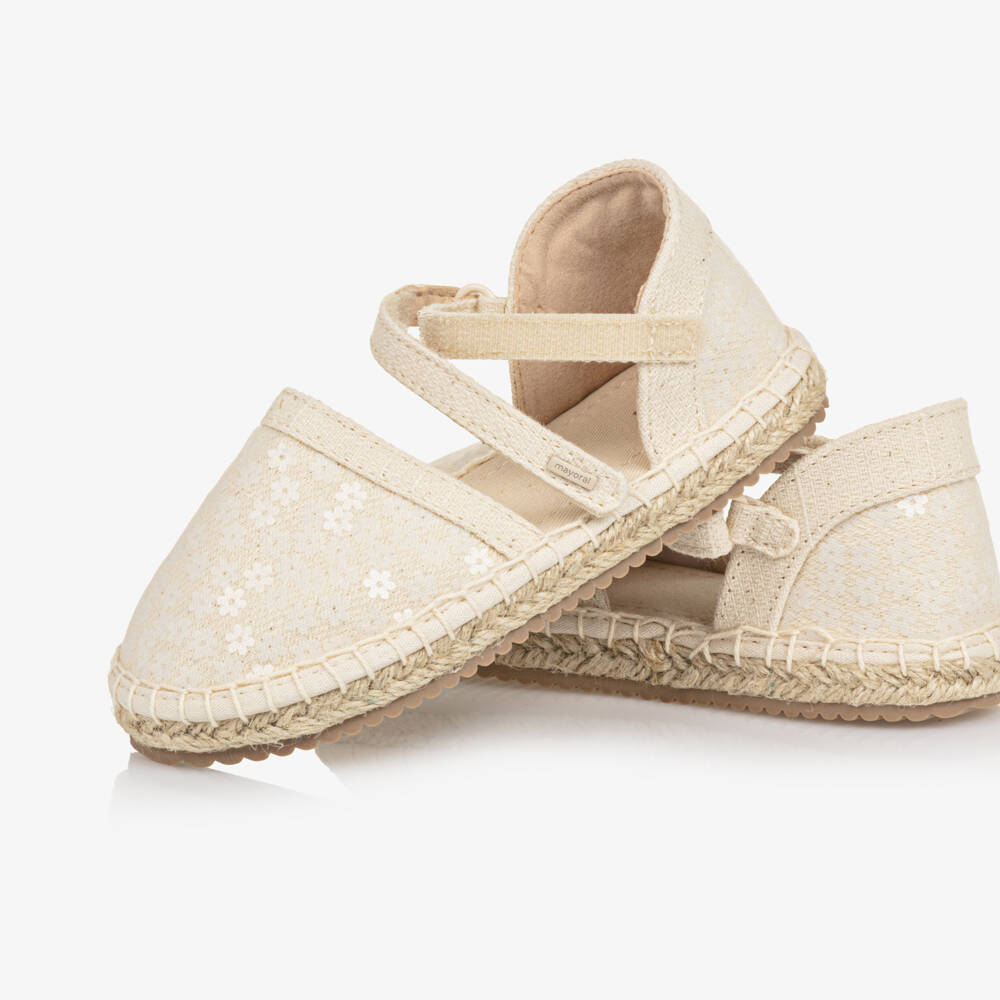 Mayoral-Girls Ivory Flower Sequin Espadrilles | Childrensalon