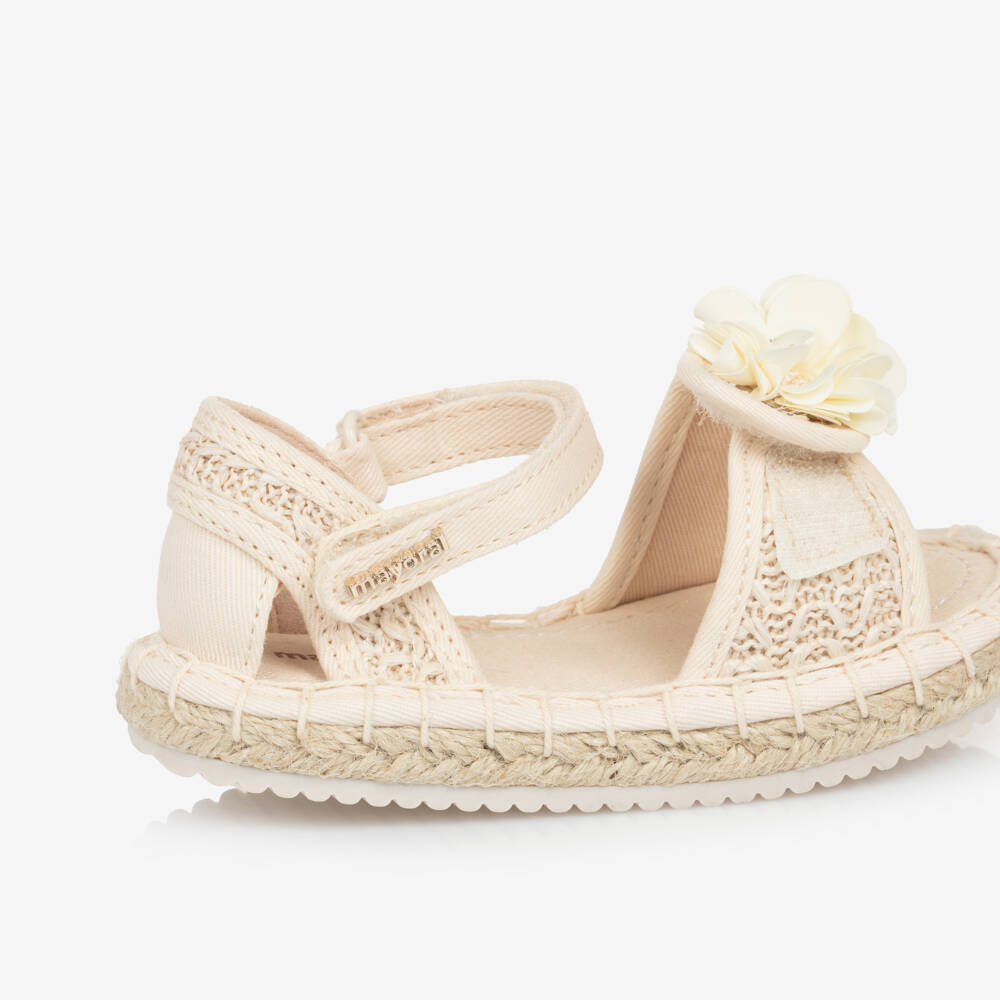 Mayoral-Girls Ivory Flower Woven Sandals | Childrensalon