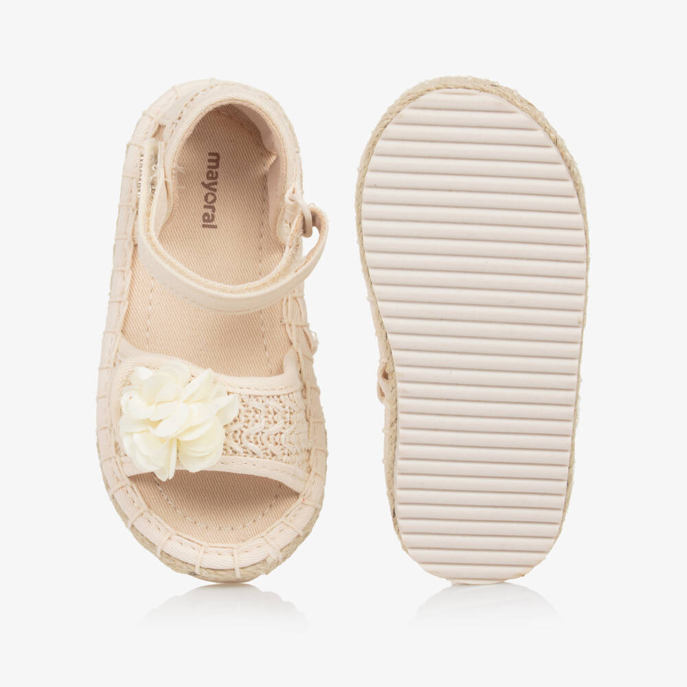 Mayoral-Girls Ivory Flower Woven Sandals | Childrensalon
