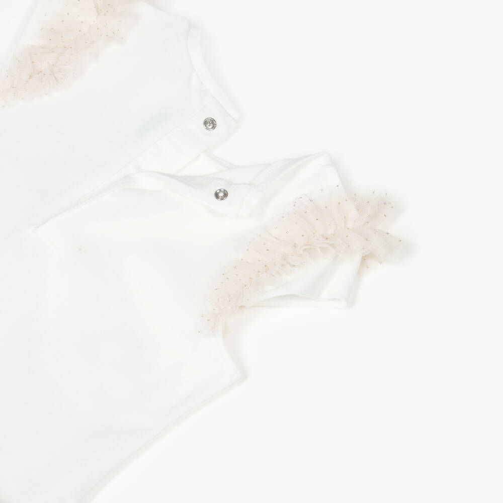 Mayoral-Girls Ivory & Gold Tulle Dress | Childrensalon