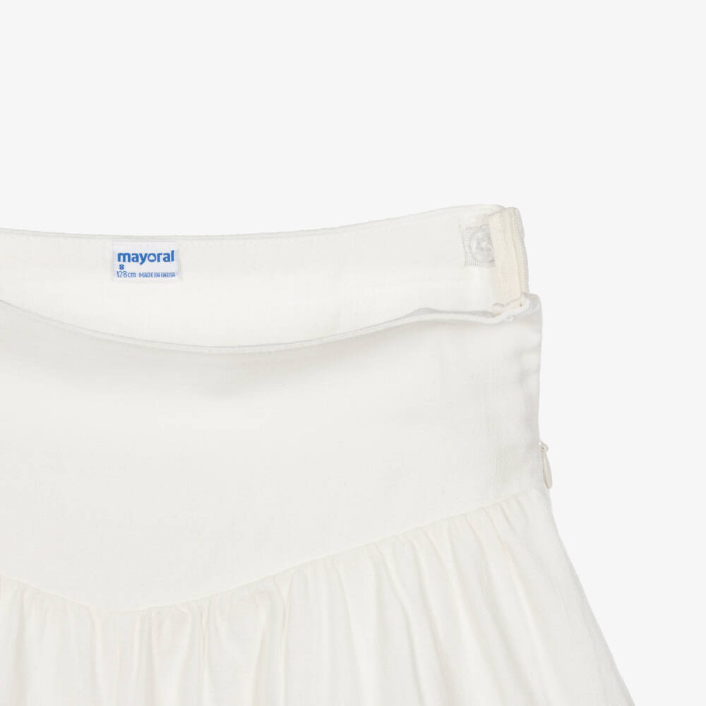 Mayoral-Girls Ivory Halterneck Top & Shorts Set with Appliqué Flower | Childrensalon