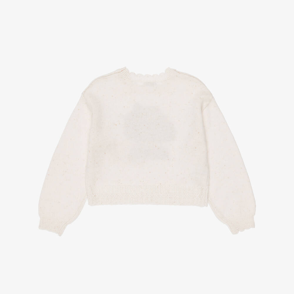 Mayoral-Girls Ivory Intarsia Knit Puppy Sweater | Childrensalon