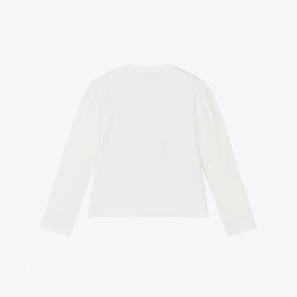 Mayoral-Girls Ivory Jersey Top with Graphic Print | Childrensalon