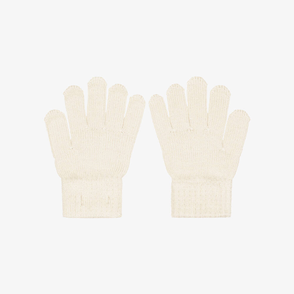 Mayoral-Girls Ivory Knitted Gloves with Sparkly Diamantés | Childrensalon