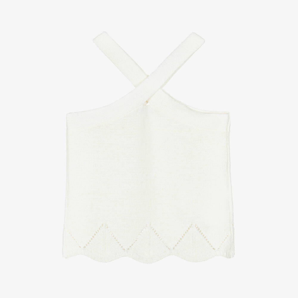 Mayoral-Топ холтер кремовый трикотажный для девочек | Childrensalon