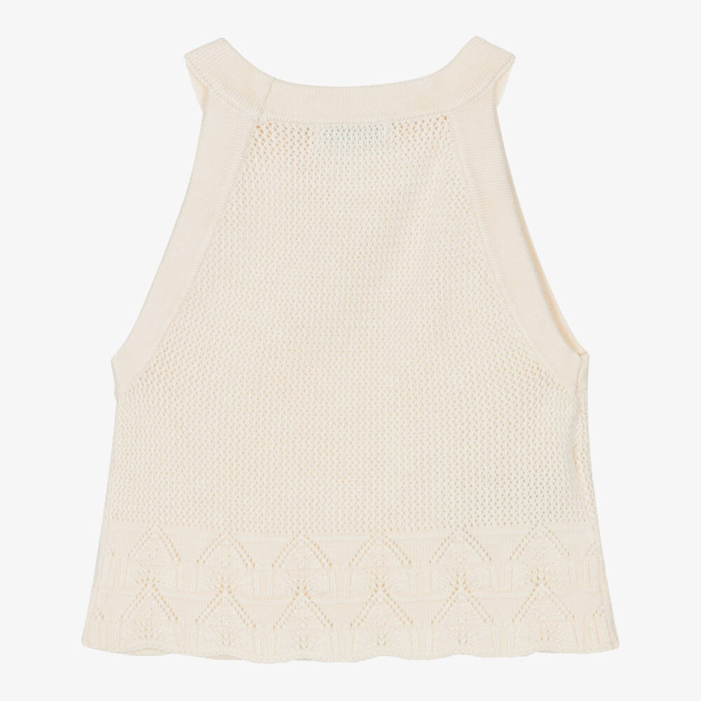Mayoral-Girls Ivory Knitted Halter Neck Top | Childrensalon