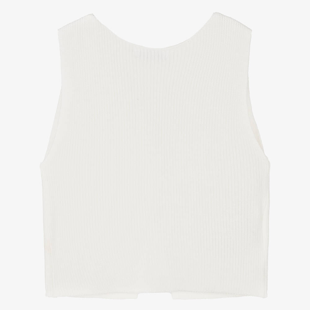 Mayoral-Girls Ivory Knitted Sleeveless Cardigan | Childrensalon
