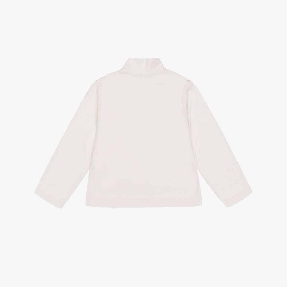 Mayoral-Girls Ivory Long Sleeved Top with Necklace Motif | Childrensalon