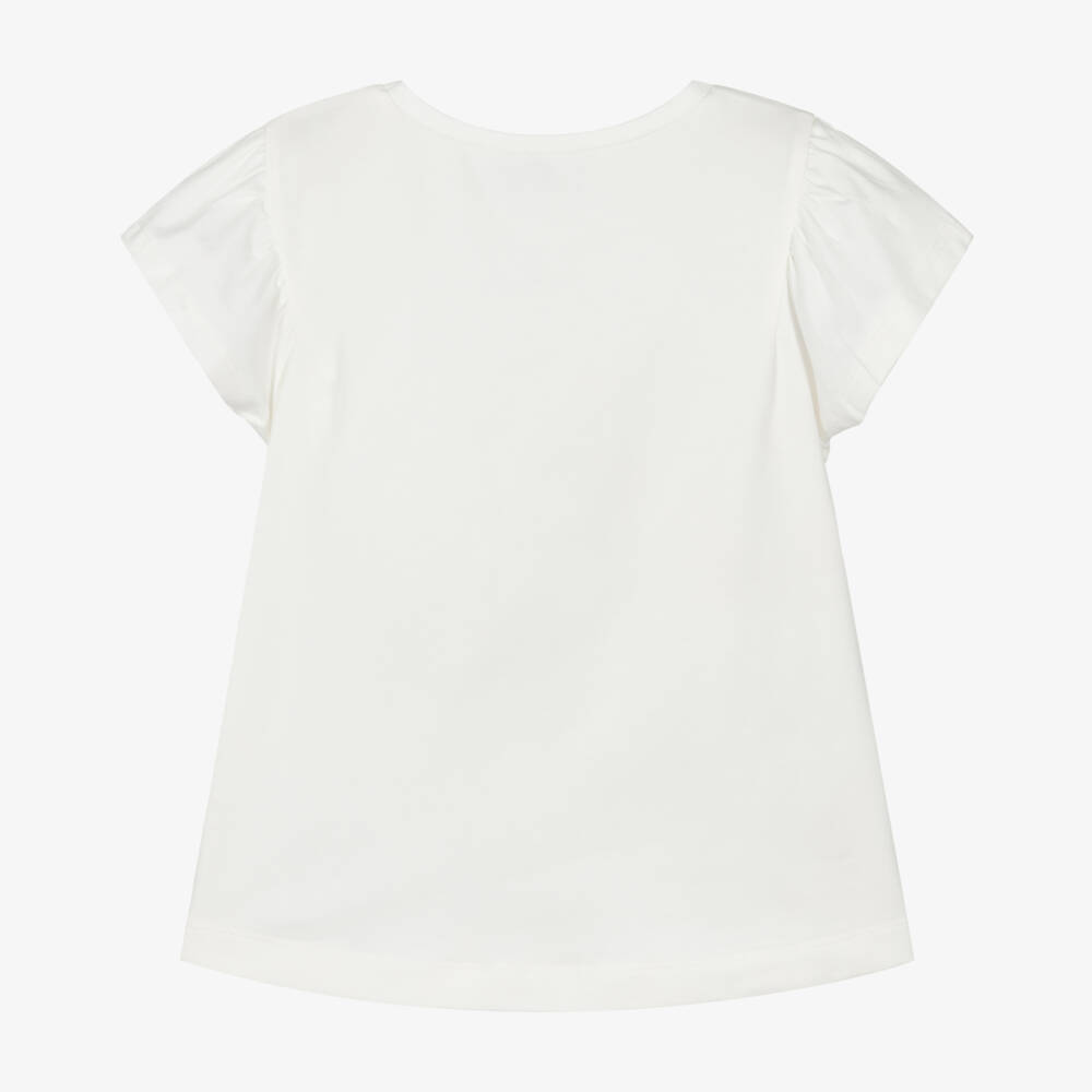 Mayoral-Girls Ivory Mermaid Print Cotton T-Shirt | Childrensalon