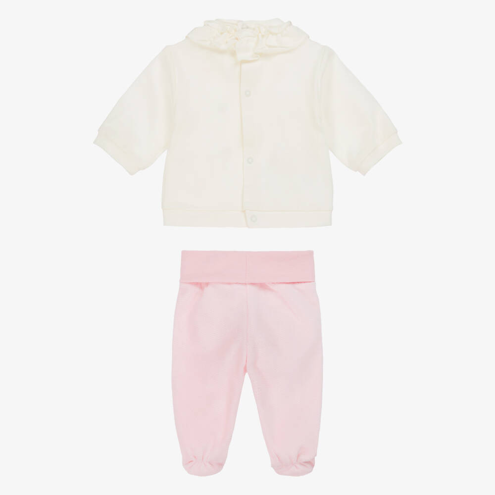 Mayoral Для новорожденных-Комбинезон из двух частей кремово-розовый в горошек для девочек | Childrensalon