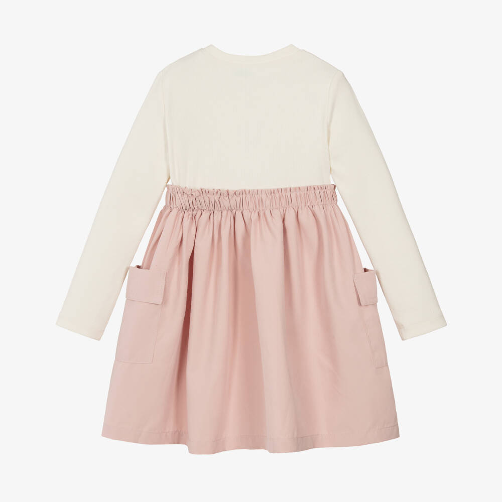 Mayoral-Girls Ivory & Pink Contrast Dress | Childrensalon