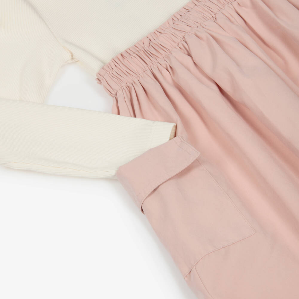 Mayoral-Girls Ivory & Pink Contrast Dress | Childrensalon