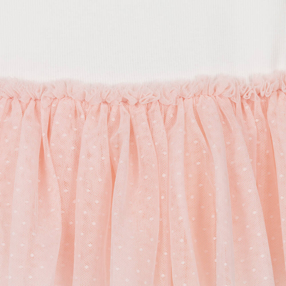 Mayoral-Girls Ivory & Pink Polka Dot Tulle Dress | Childrensalon
