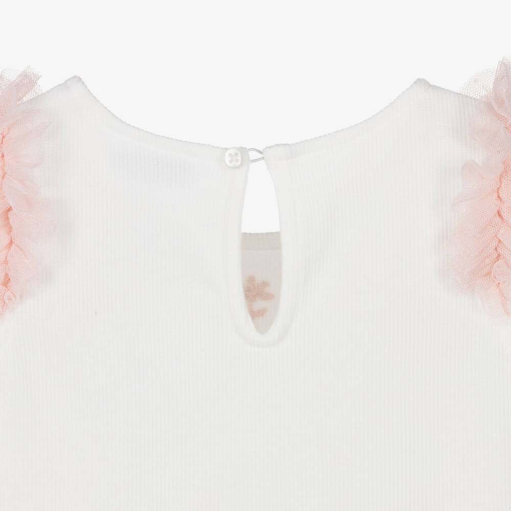 Mayoral-Girls Ivory & Pink Polka Dot Tulle Dress | Childrensalon