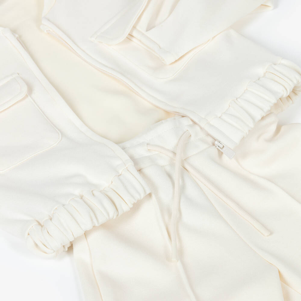 Mayoral-Girls Ivory Piqué Tracksuit | Childrensalon