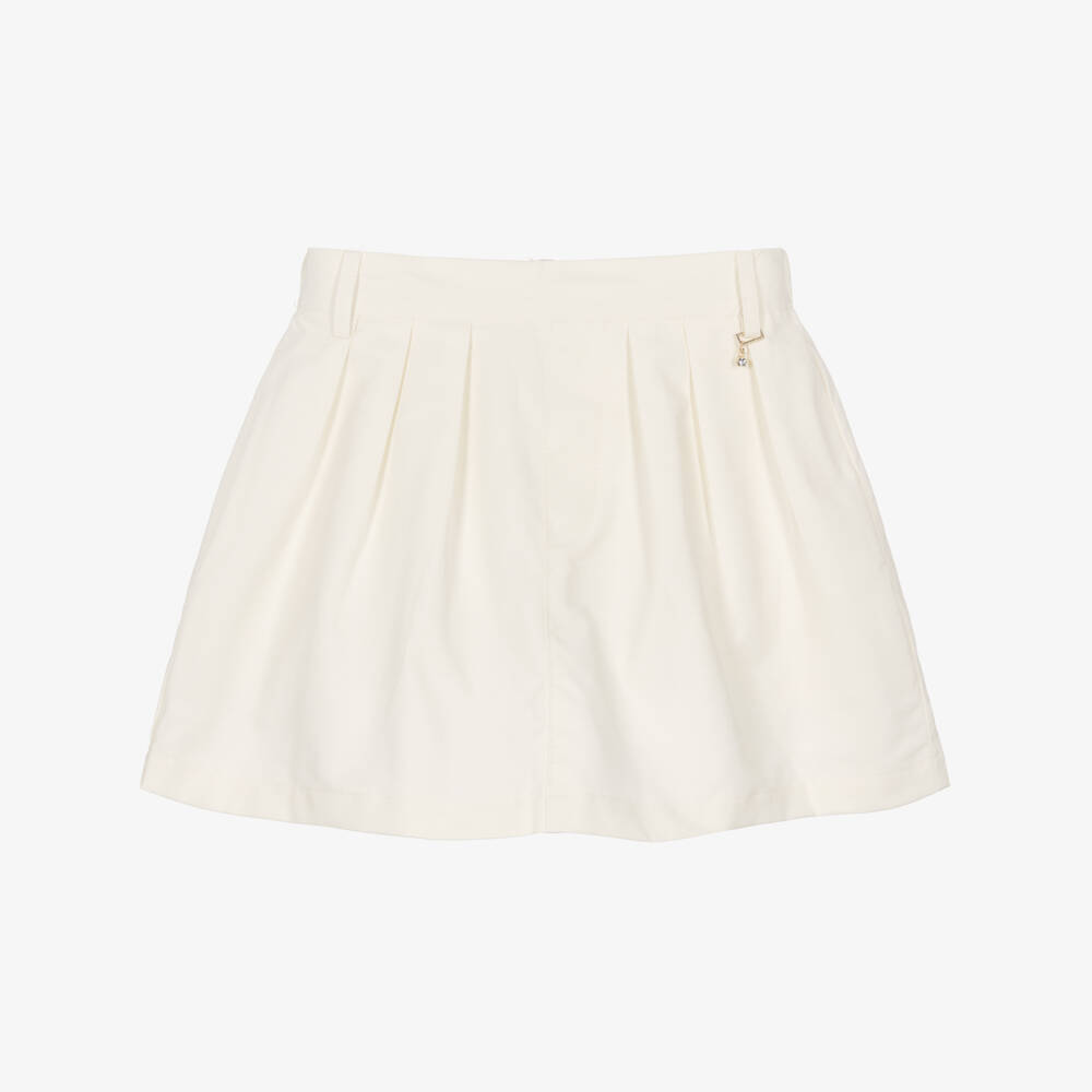 Mayoral-Girls Ivory Pleated Skirt with Shorts Lining | Childrensalon