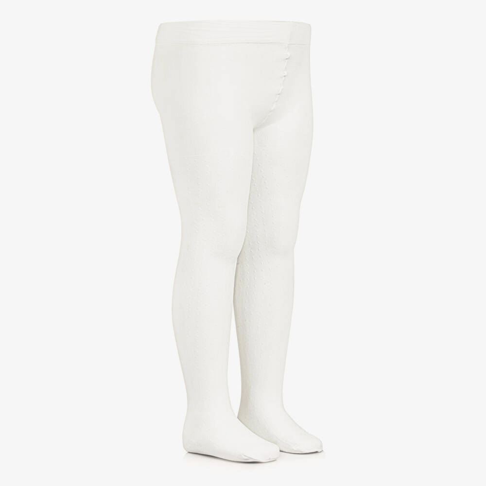 Mayoral-Girls Ivory Plumeti Dot Tights | Childrensalon