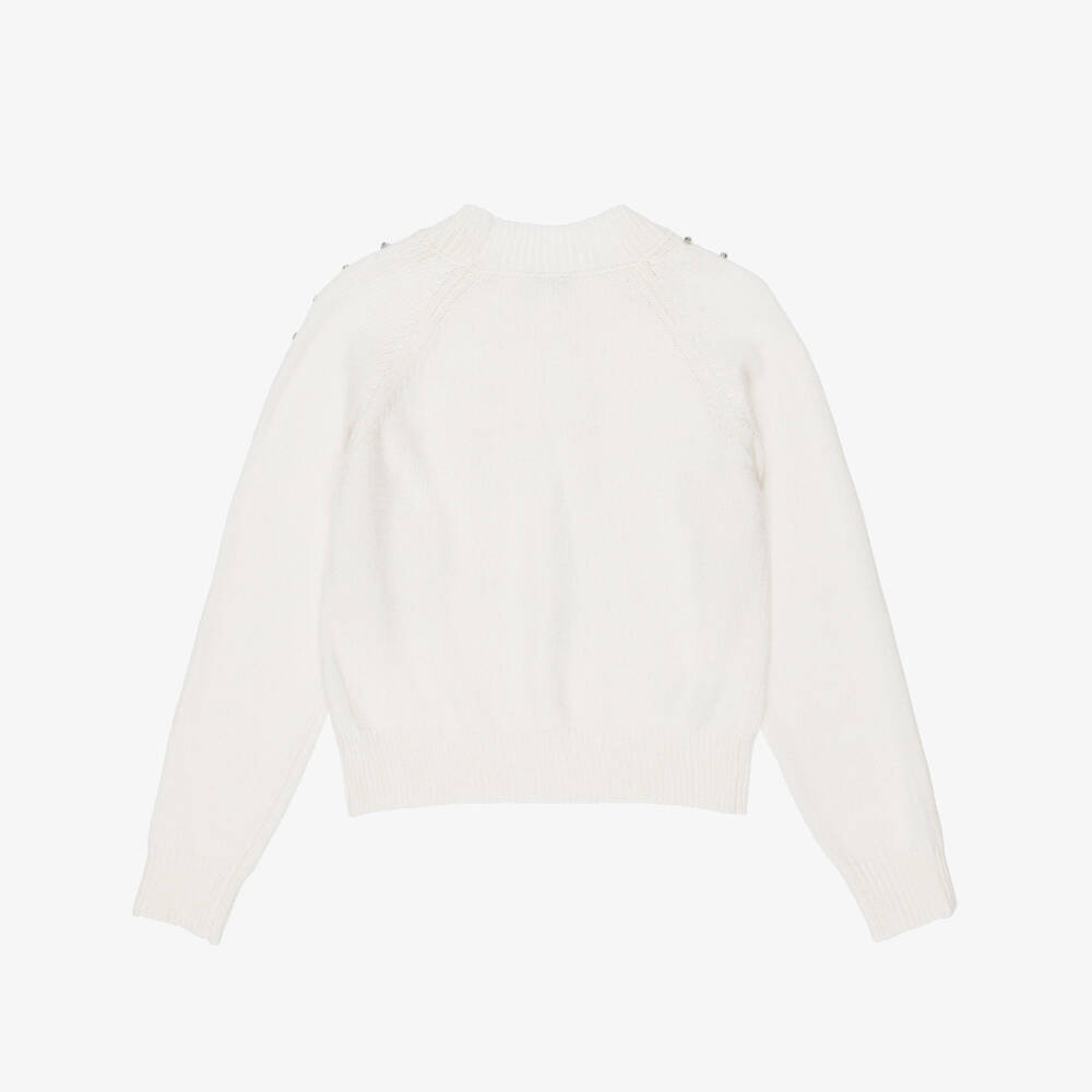 Mayoral-Girls Ivory Raglan Sweater with Rhinestones | Childrensalon