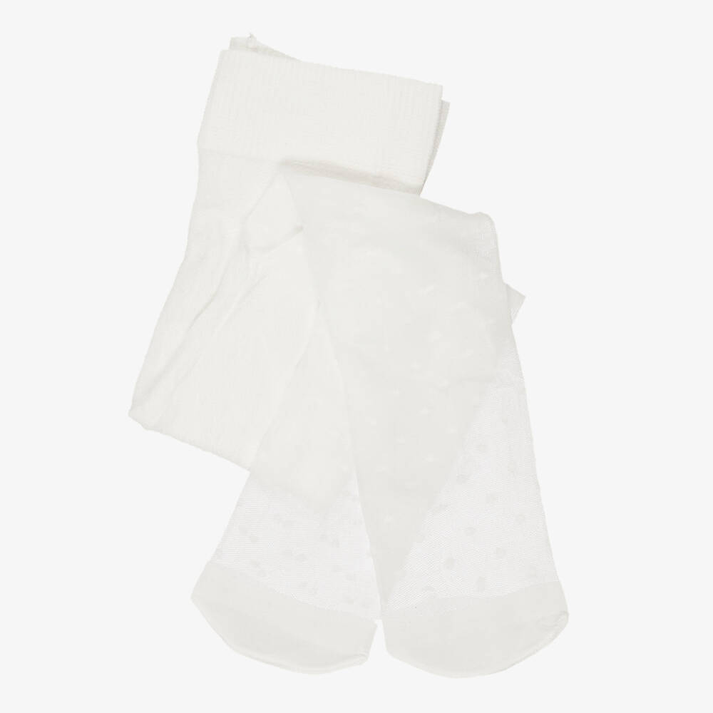 Mayoral-Girls Ivory Sheer Dot Tights | Childrensalon