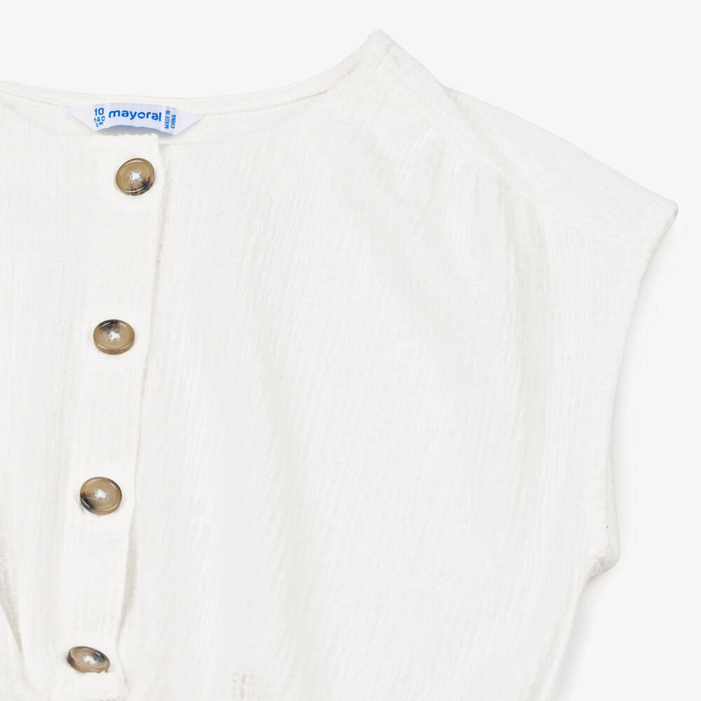 Mayoral-Girls Ivory Sleeveless Jumpsuit | Childrensalon