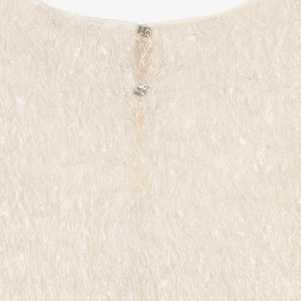 Mayoral-Girls Ivory Stretchy Fringed Dress | Childrensalon