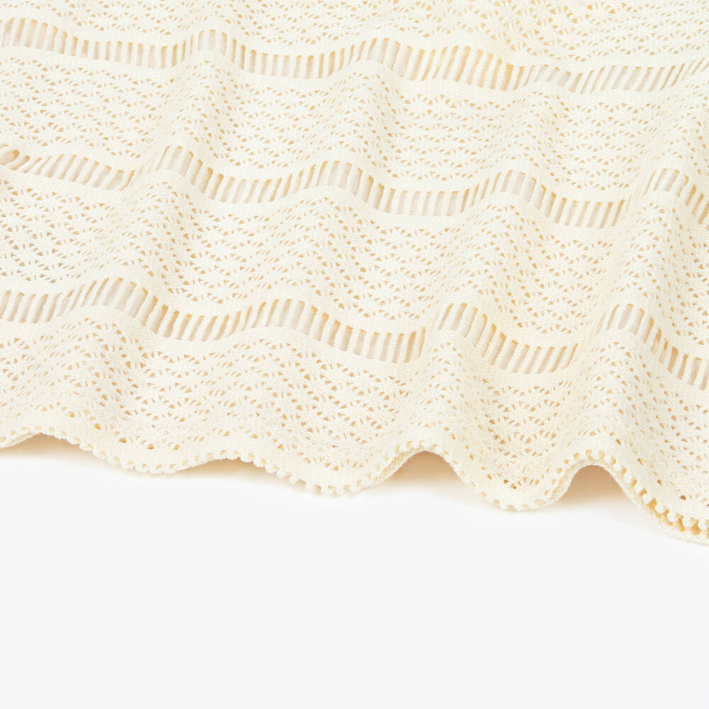 Mayoral-Girls Ivory Striped Crochet Top | Childrensalon