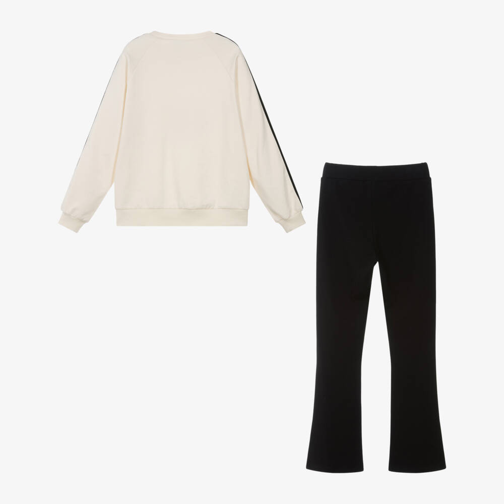 Mayoral-طقم ليقنز وسويتشيرت لون أسود وعاجي للبنات | Childrensalon
