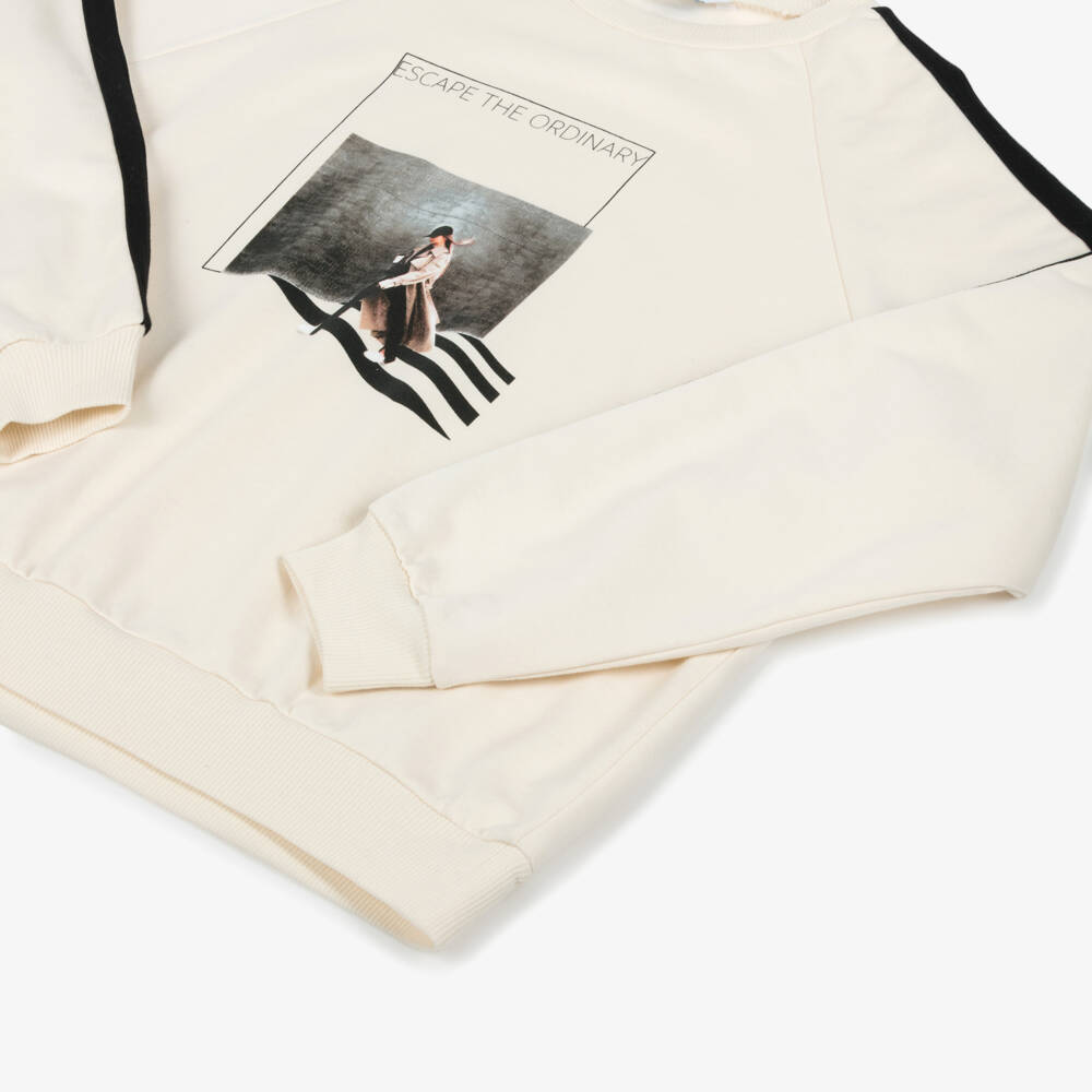 Mayoral-طقم ليقنز وسويتشيرت لون أسود وعاجي للبنات | Childrensalon