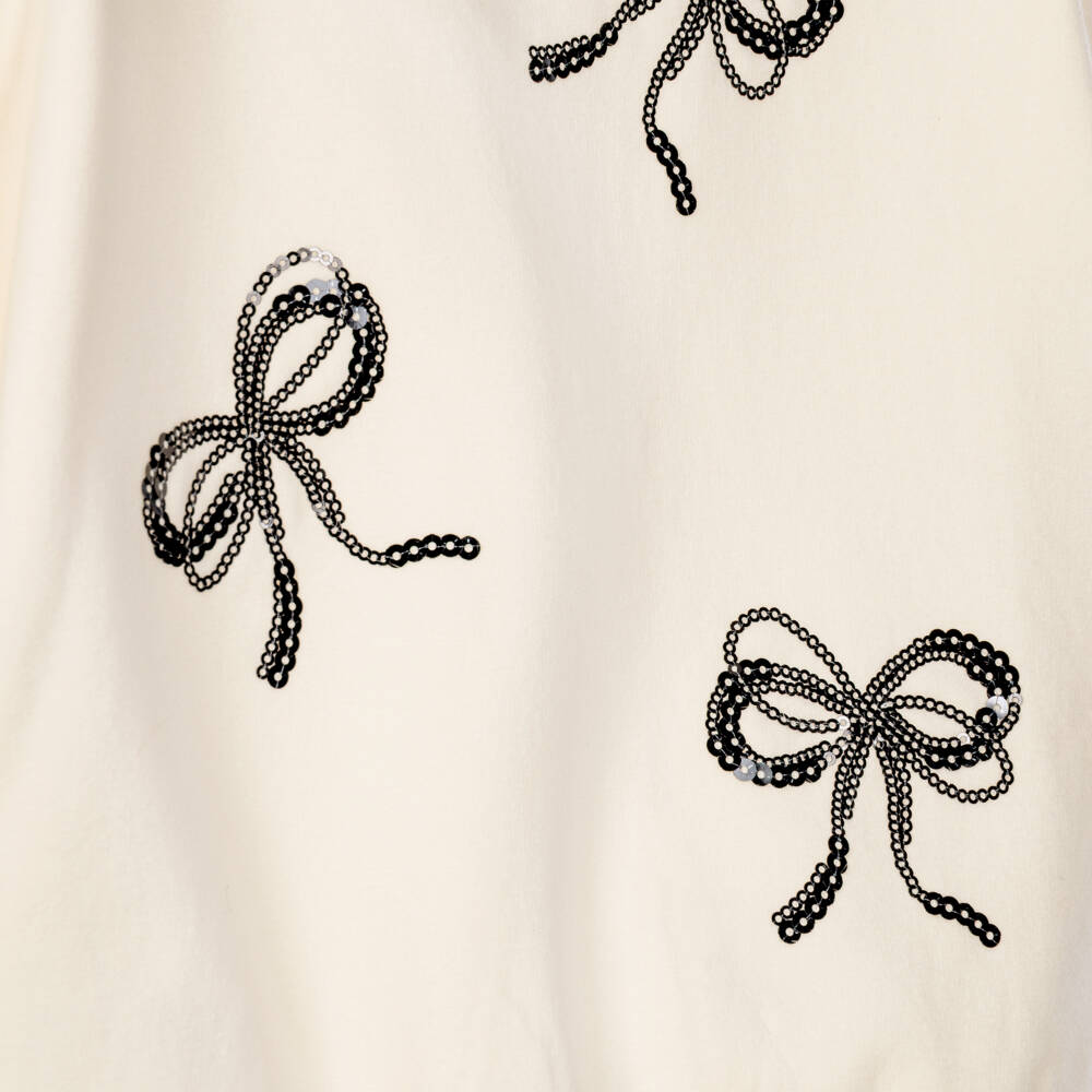 Mayoral-Girls Ivory Sweatshirt with Sequinned Bows | Childrensalon