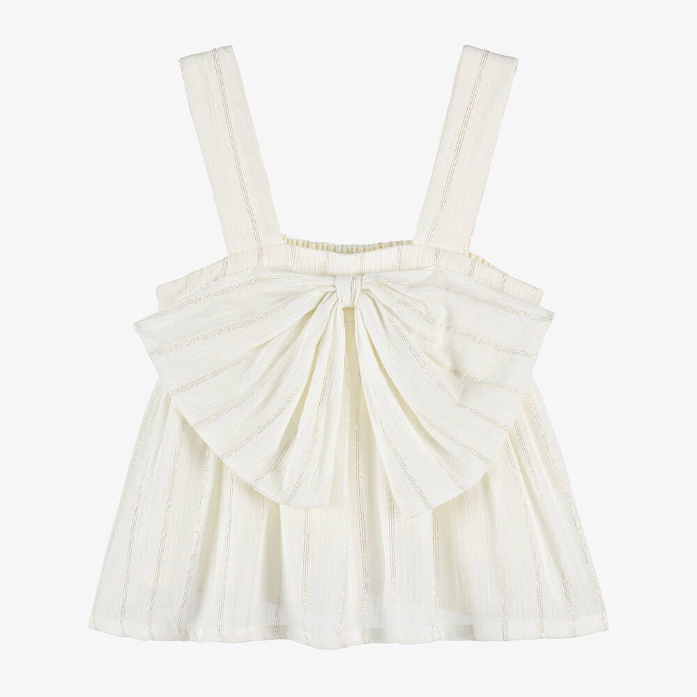 Mayoral-Girls Ivory Top with Oversized Bow | Childrensalon