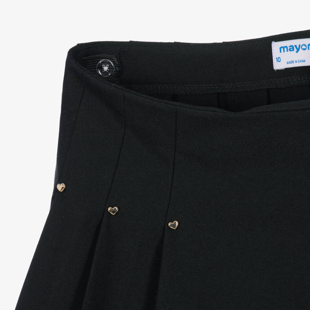 Mayoral-Girls Ivory Tulle Blouse & Black Pleated Skirt Set | Childrensalon