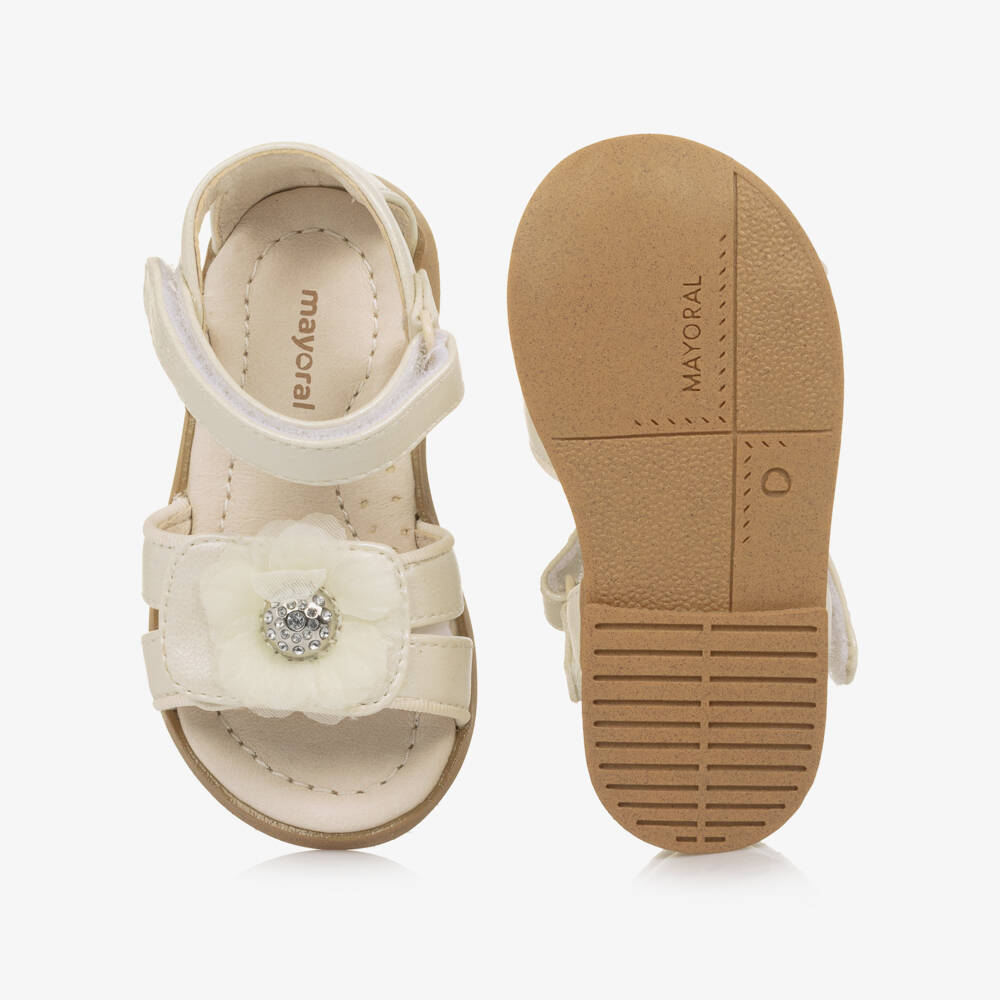 Mayoral-Girls Ivory Tulle Flowers Sandals | Childrensalon