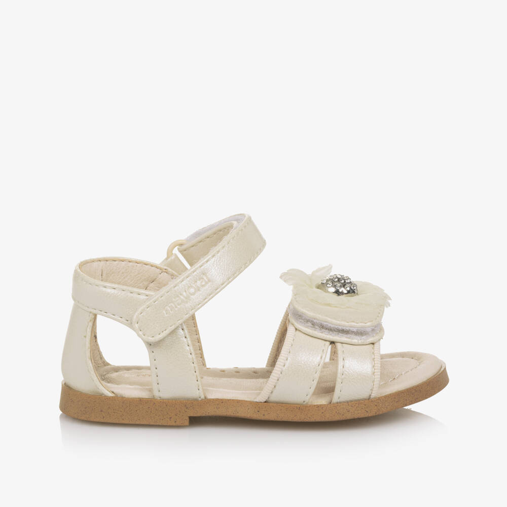 Mayoral-Girls Ivory Tulle Flowers Sandals | Childrensalon