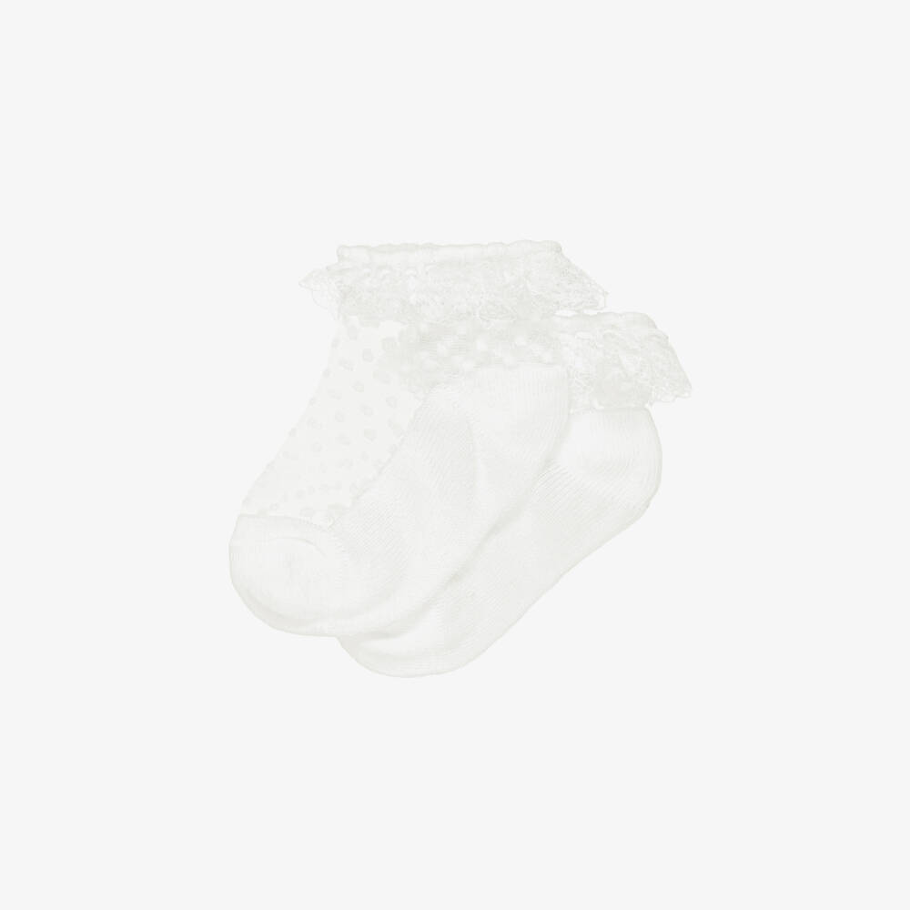 Mayoral-Girls Ivory Tulle Socks with Ruffles | Childrensalon