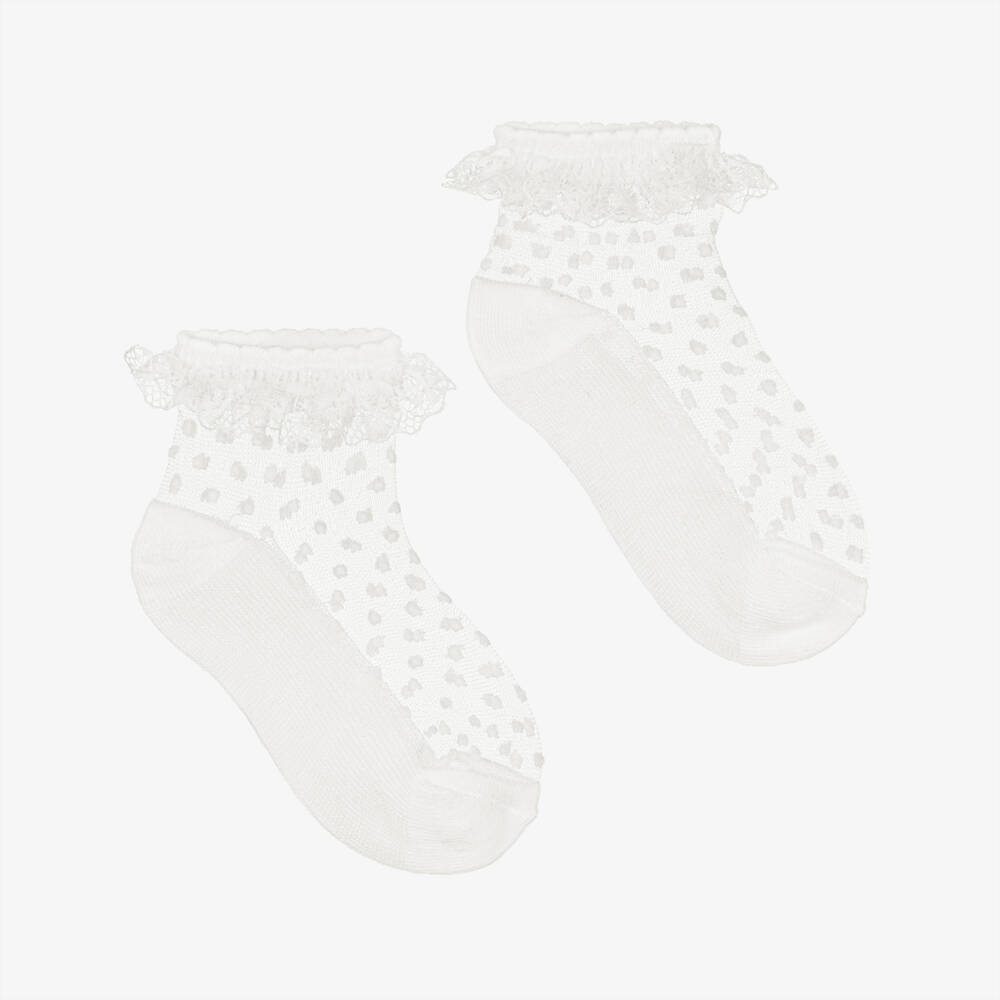 Mayoral-جوارب لون عاجي مزينة بالكشكش للبنات  | Childrensalon