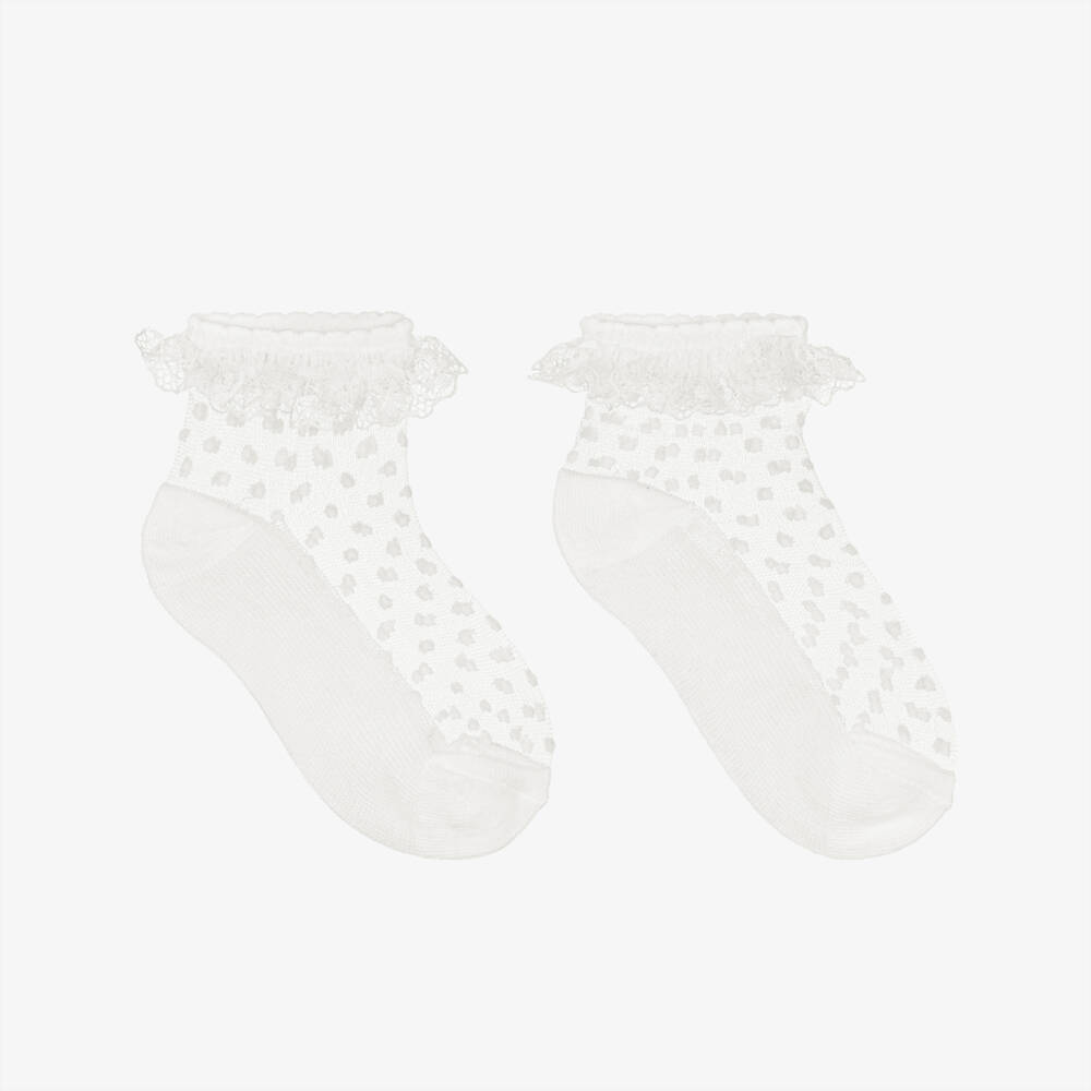 Mayoral-Girls Ivory Tulle Socks with Ruffles | Childrensalon