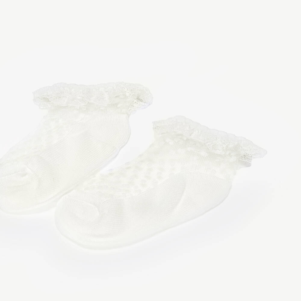 Mayoral-Girls Ivory Tulle Socks with Ruffles | Childrensalon