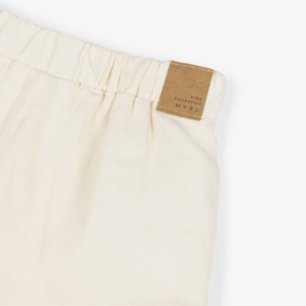Mayoral-Girls Ivory Twill Shorts with Ruffle Trim | Childrensalon